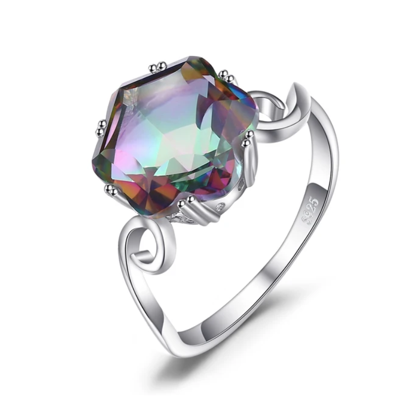 Inel din argint Hexagon Mystic Topaz